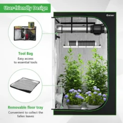 Costway 4x4 Grow Tent, 48''x48''x80'' High Reflective Mylar W/Observation Window GrayBlack -Sunnydaze Decor Store GUEST e14cd29b d1f5 4989 94bd 96dfa5ec1855