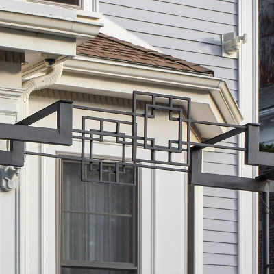 Achla Designs 95.5" Elegant Handcrafted Square-on-Square Iron Garden Arbor Graphite Powder Coated Finish 8 Achla Designs 95.5" Elegant Handcrafted Square-on-Square Iron Garden Arbor Graphite Powder Coated Finish - Image 8