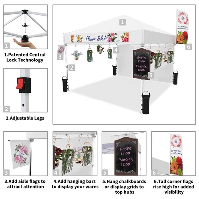 Crown Shades 10' X 10' Base Pop-Up Canopy Polyester Adjustable Legs Instant Folding Canopy Tent With Sidewall And Carry Bag, White 3 Crown Shades 10' X 10' Base Pop-Up Canopy Polyester Adjustable Legs Instant Folding Canopy Tent With Sidewall And Carry Bag, White - Image 3