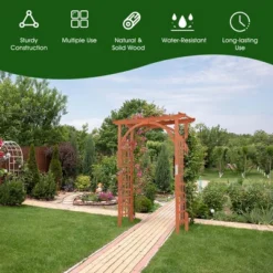 Costway Premium Outdoor Wooden Cedar Arbor Arch Pergola Trellis Wood Garden Yard Lattice 14 Costway Premium Outdoor Wooden Cedar Arbor Arch Pergola Trellis Wood Garden Yard Lattice -Sunnydaze Decor Store GUEST e2fc4e25 b458 4e17 b54b 8265e370cabf