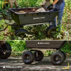 Gorilla Carts 1500 Pound Capacity Heavy Duty Poly Yard Garden Steel Dump Utility Wheelbarrow Wagon Cart With 2 In 1 Towing ATV Handle, Black 7 Gorilla Carts 1500 Pound Capacity Heavy Duty Poly Yard Garden Steel Dump Utility Wheelbarrow Wagon Cart With 2 In 1 Towing ATV Handle, Black -Sunnydaze Decor Store GUEST e339ea77 3db8 40a7 bec6 8c4f01789ef0