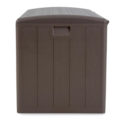 Plastic Development Group 105 Gallon Weatherproof Resin Outdoor Patio Storage Deck Box With Secure Lid Retainer Straps, Driftwood Gray 3 Plastic Development Group 105 Gallon Weatherproof Resin Outdoor Patio Storage Deck Box With Secure Lid Retainer Straps, Driftwood Gray - Image 3