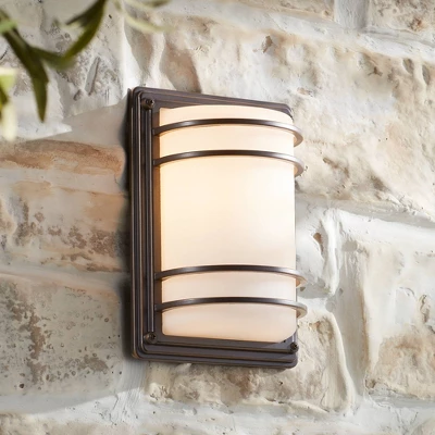 John Timberland Habitat Modern Outdoor Wall Light Fixture Rubbed Bronze 11" Opal Glass Shade For Post Exterior Barn Deck House Porch Yard Posts Patio 1 John Timberland Habitat Modern Outdoor Wall Light Fixture Rubbed Bronze 11" Opal Glass Shade For Post Exterior Barn Deck House Porch Yard Posts Patio
