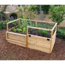 Jumbl Cedar Raised Garden Bed & Herb Planter Box W/Fence, 72"x39"x33" -Sunnydaze Decor Store GUEST e3b1b819 ef26 4739 a992 790b7b43871c