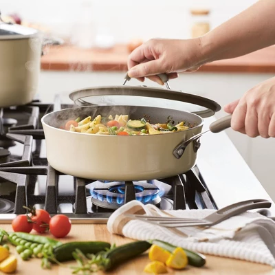 Rachael Ray Cook + Create 3qt Aluminum Nonsticke Saute Pan With Lid - Almond 1 Rachael Ray Cook + Create 3qt Aluminum Nonsticke Saute Pan With Lid - Almond