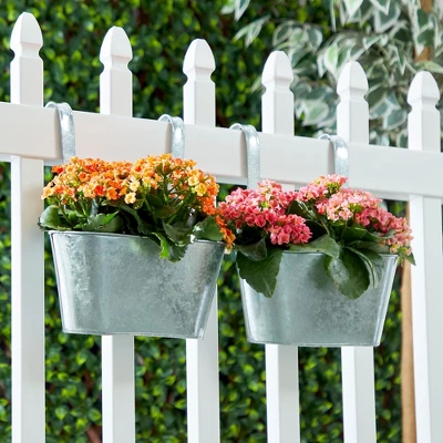 Juvale 2 Pack Galvanized Metal Hanging Bucket Planter Flower Pots For Railing, Fence, Balcony, Wall Decor, And Garden, 5 X 4.5 X 10 In 1 Juvale 2 Pack Galvanized Metal Hanging Bucket Planter Flower Pots For Railing, Fence, Balcony, Wall Decor, And Garden, 5 X 4.5 X 10 In