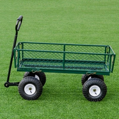 Costway Heavy Duty Lawn Garden Utility Cart Wagon Wheelbarrow Steel Trailer 1 Costway Heavy Duty Lawn Garden Utility Cart Wagon Wheelbarrow Steel Trailer