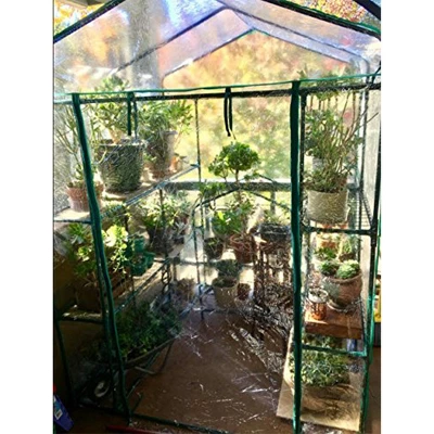 Nature Spring Walk-In PVC Greenhouse With 8 Shelves, Roll-Up Door And Steel Poles - Clear 6 Nature Spring Walk-In PVC Greenhouse With 8 Shelves, Roll-Up Door And Steel Poles - Clear - Image 6