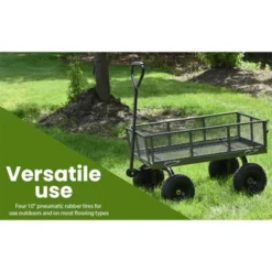 Juggernaut Carts GW3418-GR Heavy Duty Steel Frame 400 Pound Load Capacity Outdoor Utility Garden Wagon With Pneumatic Tires, Green Finish 6 Juggernaut Carts GW3418-GR Heavy Duty Steel Frame 400 Pound Load Capacity Outdoor Utility Garden Wagon With Pneumatic Tires, Green Finish -Sunnydaze Decor Store GUEST e52627e8 2acb 46f3 a424 f80eaba55826