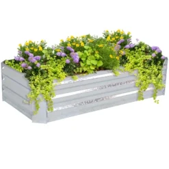 Sunnydaze Decor Sunnydaze Raised Corrugated Galvanized Steel Rectangle Garden Bed For Plants, Vegetables, And Flowers - 48" L X 11.75" H -Sunnydaze Decor Store GUEST e56d67f4 8441 45d8 abac dd6d8ec386fe