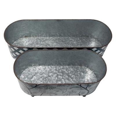 Set Of 2 Multicolored Galvanized Metal Planters With Round Feet - Foreside Home & Garden 2 Set Of 2 Multicolored Galvanized Metal Planters With Round Feet - Foreside Home & Garden - Image 2