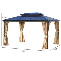 Aoodor 10'x 13 In Gazebo Polycarbonate Hardtop Roof, Aluminum Frame With Mosquito And Curtain, Blue 13 Aoodor 10'x 13 In Gazebo Polycarbonate Hardtop Roof, Aluminum Frame With Mosquito And Curtain, Blue -Sunnydaze Decor Store GUEST e62df5e1 e044 43c9 8ca7 98b058eed3e3
