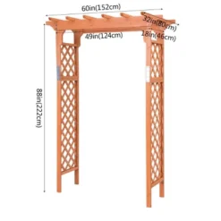 Costway Arbor Over 7FT High Wooden Garden Arch Trellis Pergola Outdoor Patio Plant