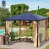 Aoodor 10'x 10' Patio Gazebo Polycarbonate Roof Black
