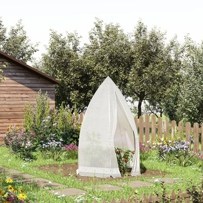 Outsunny 55" X 55" X 71" PE Greenhouse, Portable Hot House For Plants With Zippered Door For Outdoor Garden, Or Patio, White 1 Outsunny 55" X 55" X 71" PE Greenhouse, Portable Hot House For Plants With Zippered Door For Outdoor Garden, Or Patio, White