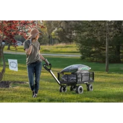 Gorilla Cart GCG-900 4 Cubic Feet 900 Pound Capacity Heavy Duty Durable Steel Utility Wagon Cart With 2 In 1 Towing Handle And Removable Sides, Gray -Sunnydaze Decor Store GUEST e8bc4782 e847 4eed b665 55b82e884d5b