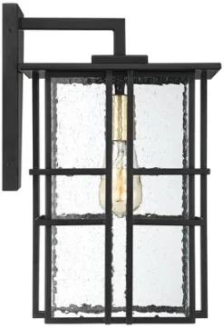 Possini Euro Design Arley Modern Outdoor Wall Light Fixture Black Geometric Frame 16" Seedy Glass For Post Exterior Barn Deck House Porch Yard Patio -Sunnydaze Decor Store GUEST e8f2c8e1 ffae 44cd 89b2 445020fe3d10