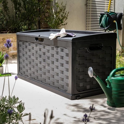 Starplast 88 Gallon Plastic Deck Box Black 3 Starplast 88 Gallon Plastic Deck Box Black - Image 3