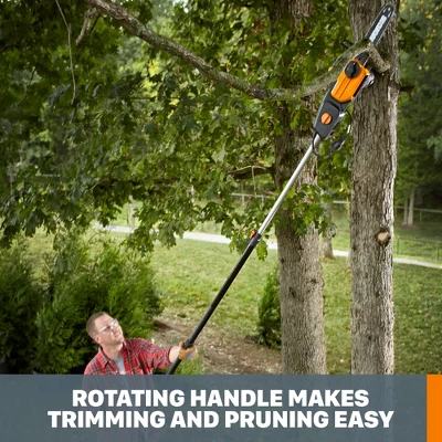 WG309 Worx 10" 2 In 1 Electric Chainsaw And Pole Saw Attachment With Auto-Tension, Rotating Handle And Safety Chain Brake 5 WG309 Worx 10" 2 In 1 Electric Chainsaw And Pole Saw Attachment With Auto-Tension, Rotating Handle And Safety Chain Brake - Image 5