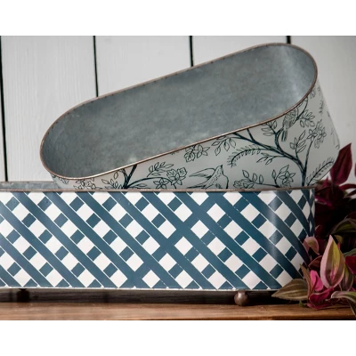 Set Of 2 Multicolored Galvanized Metal Planters With Round Feet - Foreside Home & Garden 5 Set Of 2 Multicolored Galvanized Metal Planters With Round Feet - Foreside Home & Garden - Image 5