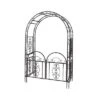 Plow & Hearth - Montebello Decorative Garden Arbor Trellis With Gate & Beautiful Scrollwork Design