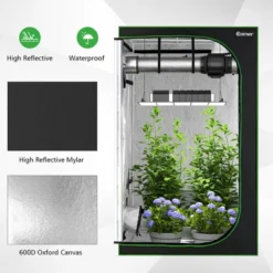 Costway 4x4 Grow Tent, 48''x48''x80'' High Reflective Mylar W/Observation Window GrayBlack -Sunnydaze Decor Store GUEST eb0cf493 6389 4240 81ad 022addfeb170