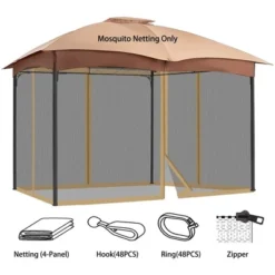 Aoodor Gazebo Netting Screen Replacement Universal 4-Panel Sidewalls 10' X 10' (Only Netting) 12 Aoodor Gazebo Netting Screen Replacement Universal 4-Panel Sidewalls 10' X 10' (Only Netting) -Sunnydaze Decor Store GUEST eb2761f5 a65f 4e3e adce 45067d0848ab