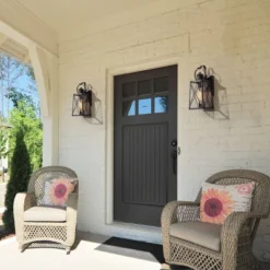 2pk 12.5" Metal/Glass "X" Outdoor Wall Lamps Rusty - LNC -Sunnydaze Decor Store GUEST eb43f4ed 64b2 4ff1 8fe0 a48cd600172e