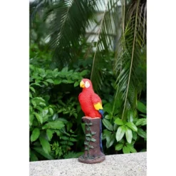 Techko Maid Parrot Red Solar Outdoor Garden Statue Decor With Spotlight -Sunnydaze Decor Store GUEST ebd67aa8 f362 473f 976c 89f4e767e592