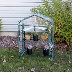Sunnydaze Decor Sunnydaze Outdoor Portable Growing Rack 2-Tier Greenhouse With PVC Roll-Up Door - 2 Shelves - Clear -Sunnydaze Decor Store GUEST ec7d08f2 339f 42df 9261 1fa305d2196e