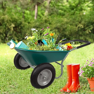 Nature Spring 2-Wheeled Garden Wheelbarrow For Residential DIY Landscaping, Lawn Care, And Remodeling 1 Nature Spring 2-Wheeled Garden Wheelbarrow For Residential DIY Landscaping, Lawn Care, And Remodeling