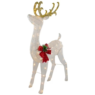 Northlight 48" LED Lighted Glitter Reindeer With Sleigh Outdoor Christmas Decoration 3 Northlight 48" LED Lighted Glitter Reindeer With Sleigh Outdoor Christmas Decoration - Image 3