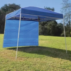 Z-Shade 10 X 10 Foot Horizon Angled Leg Instant Shade Canopy Tent Shelter With Z-Shade 10 Ft Angled Leg Canopy Tent Taffeta Attachment, Blue -Sunnydaze Decor Store GUEST eda77820 517e 495b a611 e480f463eb8e