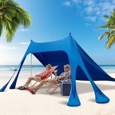 Costway 10 X 10 FT Beach Sunshade Canopy UPF50+ With Carry Bag &8 Sandbags &3 Shovels 2 Costway 10 X 10 FT Beach Sunshade Canopy UPF50+ With Carry Bag &8 Sandbags &3 Shovels - Image 2
