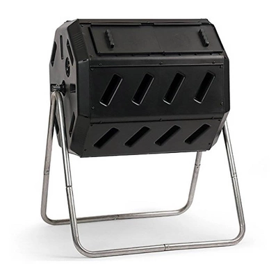FCMP Outdoor IM4000 37 Gallon 8 Sided Plastic Dual Chamber Tumbling Composter Outdoor Elevated Rotating Garden Compost Bin, Black 3 FCMP Outdoor IM4000 37 Gallon 8 Sided Plastic Dual Chamber Tumbling Composter Outdoor Elevated Rotating Garden Compost Bin, Black - Image 3