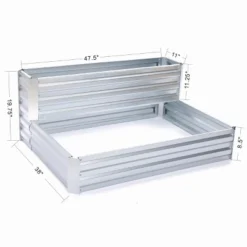 LuxenHome 2-Tier Rectangular Galvanized Steel Raised Garden Bed Planter -Sunnydaze Decor Store GUEST eee62f54 afa2 4970 839b b0e3713ab762