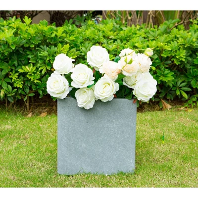 Rosemead Home & Garden, Inc. 10" Wide Kante Lightweight Modern Square Concrete/Fiberglass Indoor Outdoor Planter Box Slate Gray 2 Rosemead Home & Garden, Inc. 10" Wide Kante Lightweight Modern Square Concrete/Fiberglass Indoor Outdoor Planter Box Slate Gray - Image 2