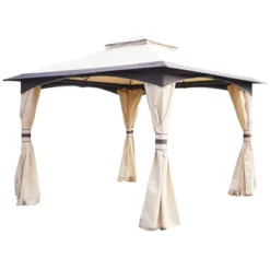 Outsunny 10' X 10' Outdoor Gazebo With Mesh Netting Sidewalls For Shade And Rain, Patio Gazebo Canopy With 2-Tier Soft Top Roof And Steel Frame For Lawn, Garden, Backyard And Deck 8 Outsunny 10' X 10' Outdoor Gazebo With Mesh Netting Sidewalls For Shade And Rain, Patio Gazebo Canopy With 2-Tier Soft Top Roof And Steel Frame For Lawn, Garden, Backyard And Deck -Sunnydaze Decor Store GUEST effcd28d a4b3 493d b716 52d43ad36799