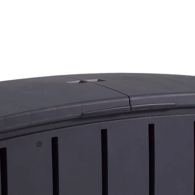 Strata Products Outdoor 85 Gallon (321L) Garden Storage Box With Double Door Middle Opening Hinged Lid With Padlock Hole For Gardens And Patios, Black 2 Strata Products Outdoor 85 Gallon (321L) Garden Storage Box With Double Door Middle Opening Hinged Lid With Padlock Hole For Gardens And Patios, Black - Image 2