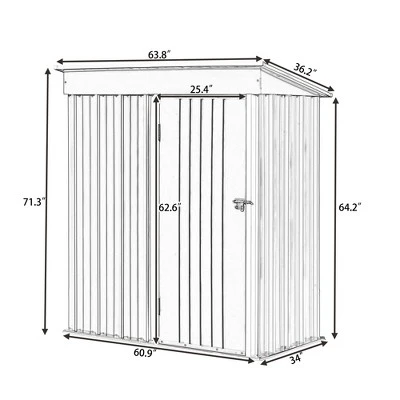 Patio 5ft X 3ft Garden Shed, Metal Lean-to Storage Shed With Lockable Door-ModernLuxe 2 Patio 5ft X 3ft Garden Shed, Metal Lean-to Storage Shed With Lockable Door-ModernLuxe - Image 2