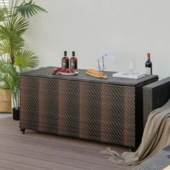 Costway 96 Gallon Patio Rattan Storage Deck Box Container Garden Liner Wheels Mix Brown/Grey 14 Costway 96 Gallon Patio Rattan Storage Deck Box Container Garden Liner Wheels Mix Brown/Grey -Sunnydaze Decor Store GUEST f0e385f5 6a20 4cc6 bbc5 5876218154c3
