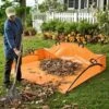 Plow & Hearth - EZ Outdoor Leaf Hauler With Handles For Outdoor Leaf Clean Up, 4'L X 6'W