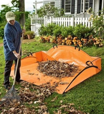 Plow & Hearth - EZ Outdoor Leaf Hauler With Handles For Outdoor Leaf Clean Up, 4'L X 6'W 1 Plow & Hearth - EZ Outdoor Leaf Hauler With Handles For Outdoor Leaf Clean Up, 4'L X 6'W