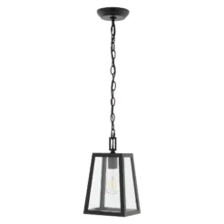6.75" 1-Light Glendale Farmhouse Industrial Iron/Glass Outdoor LED Pendant Black/Clear - JONATHAN Y -Sunnydaze Decor Store GUEST f2635185 7cfb 4f87 90e8 a2288a077300