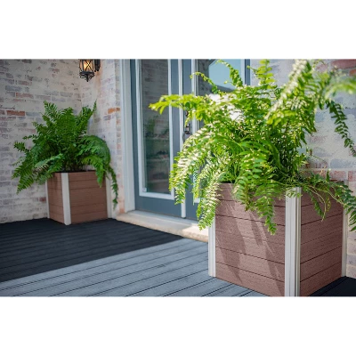 Vita 22" Wide Urbana Cube Square Planter Box Espresso 9 Vita 22" Wide Urbana Cube Square Planter Box Espresso - Image 9