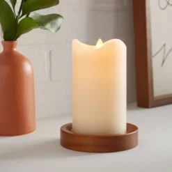 5" X 3" LED Flickering Flame Candle Cream - Thresholdâ„¢