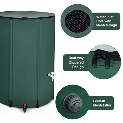 Costway 100 Gallon Portable Rain Barrel Water Collector Collapsible Tank W/Spigot Filter 7 Costway 100 Gallon Portable Rain Barrel Water Collector Collapsible Tank W/Spigot Filter - Image 7