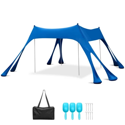 Costway 10 X 10 FT Beach Sunshade Canopy UPF50+ With Carry Bag &8 Sandbags &3 Shovels 1 Costway 10 X 10 FT Beach Sunshade Canopy UPF50+ With Carry Bag &8 Sandbags &3 Shovels