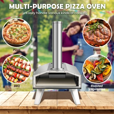 Costway Wood Pellet Pizza Oven Pizza Maker Portable Outdoor Pizza Stone W/ Foldable Leg 7 Costway Wood Pellet Pizza Oven Pizza Maker Portable Outdoor Pizza Stone W/ Foldable Leg - Image 7