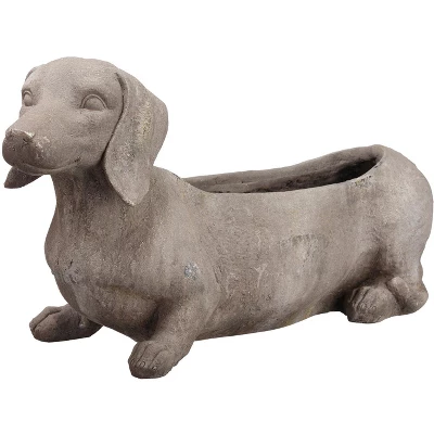 Allstate Floral 24.5" Stone Gray Dachshund Dog Outdoor Garden Planter 1 Allstate Floral 24.5" Stone Gray Dachshund Dog Outdoor Garden Planter